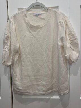 The Cashmere Project 100% Cashmere Ruffled Short Sleeve Sweater - Size XL